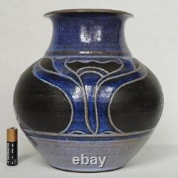 Vintage Signed Larry Allen 1989 Art Nouveau Style Studio Pottery Vase 7.75