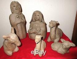 Vintage Signed Margaret Hudson Nativity Figures Earth Arts Studio Fresno, Ca