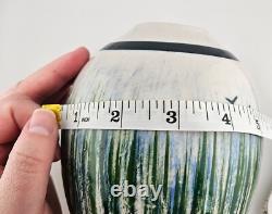 Vintage Signed Mkox Hand Painted Birds & Grass Vase -Glazed Studio Pottery 1982