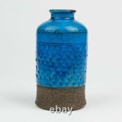 Vintage Signed Nils Herman A. Kähler Danish Blue Studio Pottery Vase 13 cm