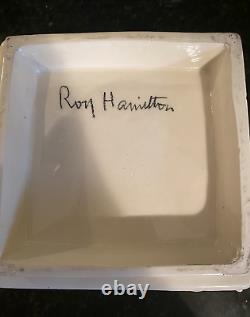 Vintage Signed Roy Hamilton Handcrafted Studio Art Pottery White 7 Square Vase