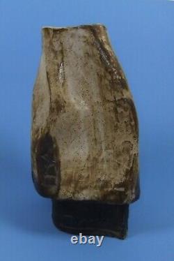 Vintage Signed Studio Art Pottery Brutalist Slab Vase