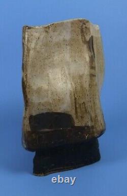 Vintage Signed Studio Art Pottery Brutalist Slab Vase