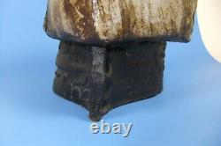 Vintage Signed Studio Art Pottery Brutalist Slab Vase