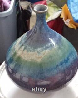 Vintage Signed Studio Art Stoneware Pottery Vase