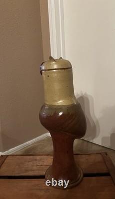 Vintage Signed Studio Pottery Lidded Vessel / Covered Urn Art Pottery 16in Tall