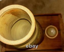 Vintage Signed Studio Pottery Lidded Vessel / Covered Urn Art Pottery 16in Tall