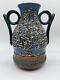 Vintage Signed Studio Pottery Sgraffito Doubled Handle Vase VERY SPECIAL FIND