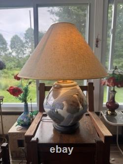 Vintage Signed Studio Pottery Table Lamp Mid Century Modern Abstract Stoneware Vintage Signed Studio Pottery Table Lamp Mid Century Modern Abstract Stoneware
