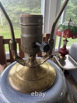 Vintage Signed Studio Pottery Table Lamp Mid Century Modern Abstract Stoneware