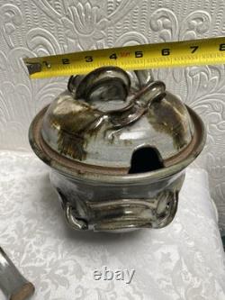 Vintage Signed Studio Pottery Tureen Spoon & 5 Soup Bowls
