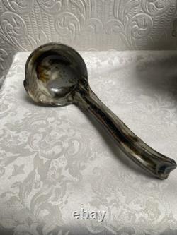 Vintage Signed Studio Pottery Tureen Spoon & 5 Soup Bowls