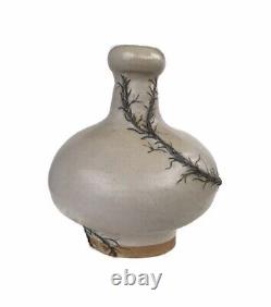 Vintage Signed Studio Pottery Vase With Vine