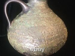 Vintage Signed Studio Pottery Volcanic Glaze Pot Vase MCM