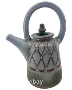 Vintage Signed Tae Stoneware Studio Pottery Teapot 9x12 Japanese Modernist