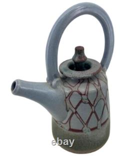 Vintage Signed Tae Stoneware Studio Pottery Teapot 9x12 Japanese Modernist