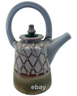 Vintage Signed Tae Stoneware Studio Pottery Teapot 9x12 Japanese Modernist