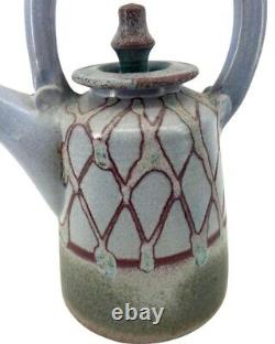 Vintage Signed Tae Stoneware Studio Pottery Teapot 9x12 Japanese Modernist