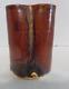 Vintage Signed Tyler Studio Art Pottery Pinched Vase Abstract Brown Stoneware