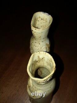 Vintage Solveig Cox Studio Pottery Couple Double Mini Vase Figurine Brutalist