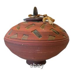 Vintage Southwestern Native American Studio Pottery Lidded Vessel Modern Art
