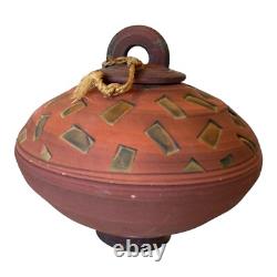 Vintage Southwestern Native American Studio Pottery Lidded Vessel Modern Art
