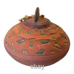 Vintage Southwestern Native American Studio Pottery Lidded Vessel Modern Art
