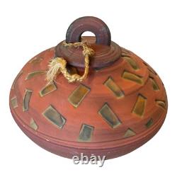 Vintage Southwestern Native American Studio Pottery Lidded Vessel Modern Art