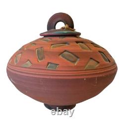 Vintage Southwestern Native American Studio Pottery Lidded Vessel Modern Art