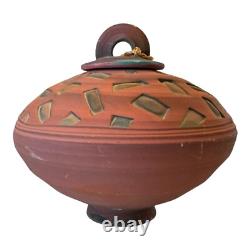 Vintage Southwestern Native American Studio Pottery Lidded Vessel Modern Art