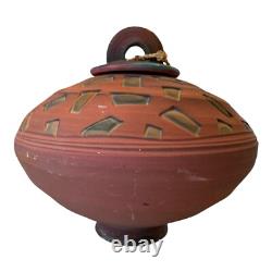 Vintage Southwestern Native American Studio Pottery Lidded Vessel Modern Art