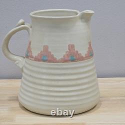 Vintage Southwestern Studio Pottery Large Pitcher Signed Shuti Boho Tribal Art