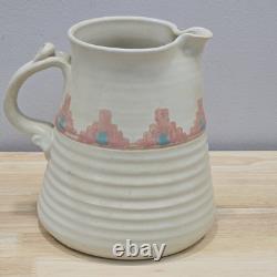 Vintage Southwestern Studio Pottery Large Pitcher Signed Shuti Boho Tribal Art