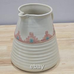 Vintage Southwestern Studio Pottery Large Pitcher Signed Shuti Boho Tribal Art