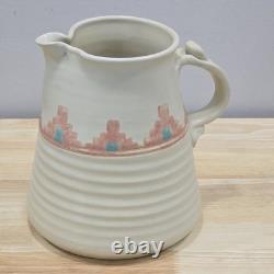 Vintage Southwestern Studio Pottery Large Pitcher Signed Shuti Boho Tribal Art