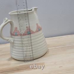 Vintage Southwestern Studio Pottery Large Pitcher Signed Shuti Boho Tribal Art