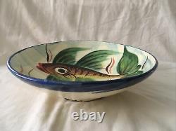 Vintage Spanish Puidgemont Studio Art Pottery Dish Decorated With Fish