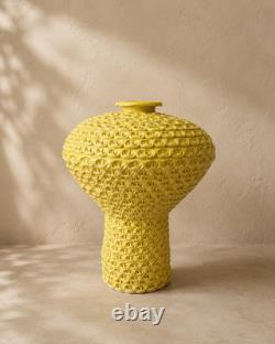 Vintage Spencer Platter Art Pottery Vase Yellow Textured Studio Pottery MCM Deco