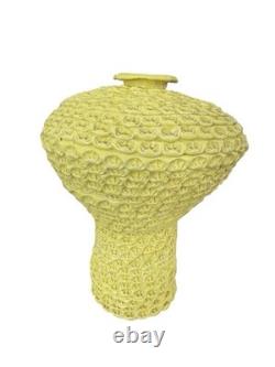 Vintage Spencer Platter Art Pottery Vase Yellow Textured Studio Pottery MCM Deco