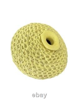 Vintage Spencer Platter Art Pottery Vase Yellow Textured Studio Pottery MCM Deco