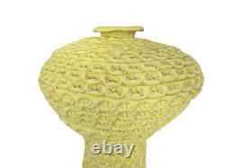 Vintage Spencer Platter Art Pottery Vase Yellow Textured Studio Pottery MCM Deco