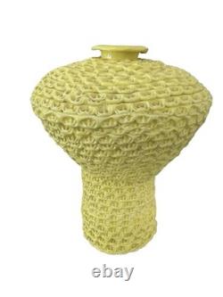 Vintage Spencer Platter Art Pottery Vase Yellow Textured Studio Pottery MCM Deco