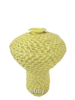 Vintage Spencer Platter Art Pottery Vase Yellow Textured Studio Pottery MCM Deco
