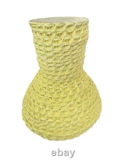 Vintage Spencer Platter Art Pottery Vase Yellow Textured Studio Pottery MCM Deco