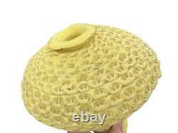 Vintage Spencer Platter Art Pottery Vase Yellow Textured Studio Pottery MCM Deco