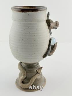 Vintage Stan Dzedzy Studio Art Pottery Whimsical Unicorn Dragon Pottery Vase