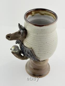 Vintage Stan Dzedzy Studio Art Pottery Whimsical Unicorn Dragon Pottery Vase
