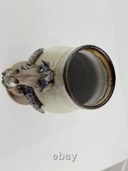 Vintage Stan Dzedzy Studio Art Pottery Whimsical Unicorn Dragon Pottery Vase
