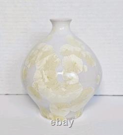 Vintage Staurt Gray Signed Crystalline Glaze Vase Cream White Rare