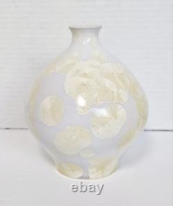 Vintage Staurt Gray Signed Crystalline Glaze Vase Cream White Rare